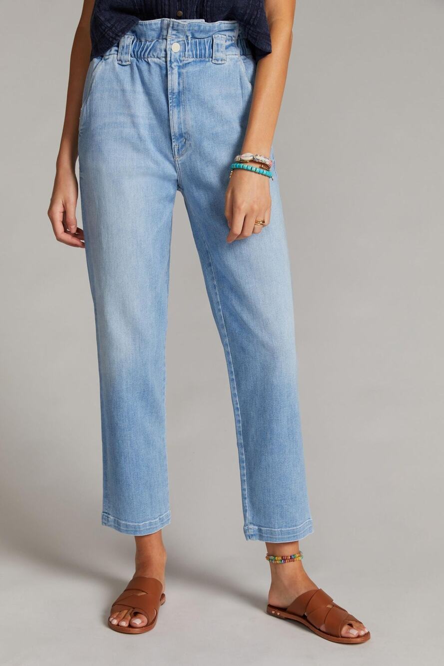 Mother Womens Jeans The Yoyo Ruffle Greaser Ankle Straight Denim Blue Size 24